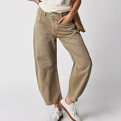 Effortless Relaxed Mom Jeans for Women in Cropped Barrel Leg Denim Style