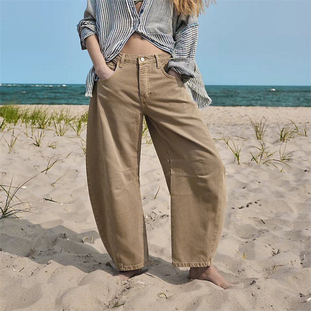 Effortless Relaxed Mom Jeans for Women in Cropped Barrel Leg Denim Style