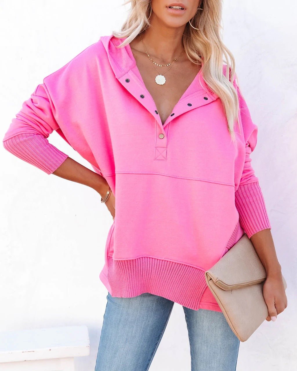Comfortable Fleece Hoodie for Women with Hooded Button Front Long Sleeve Relaxed Oversized Style