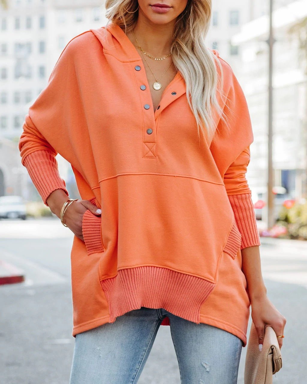 Comfortable Fleece Hoodie for Women with Hooded Button Front Long Sleeve Relaxed Oversized Style